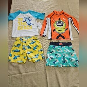 Kids Swim Set with Shark Print 2T